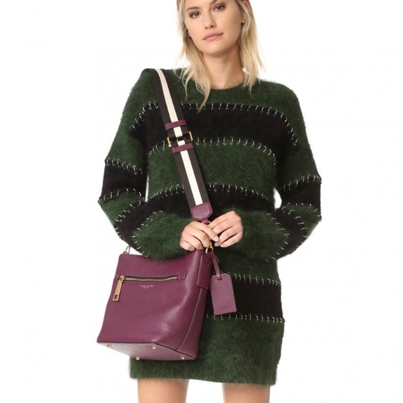 $395 Marc Jacobs Gotham City Purple Pebble Leather Bucket Crossbody Shoulder Bag - Picture 1 of 15